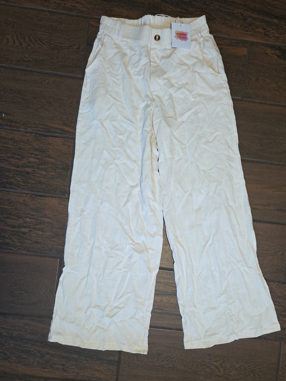 Women's Casual Wide-Leg Pants in Off-White